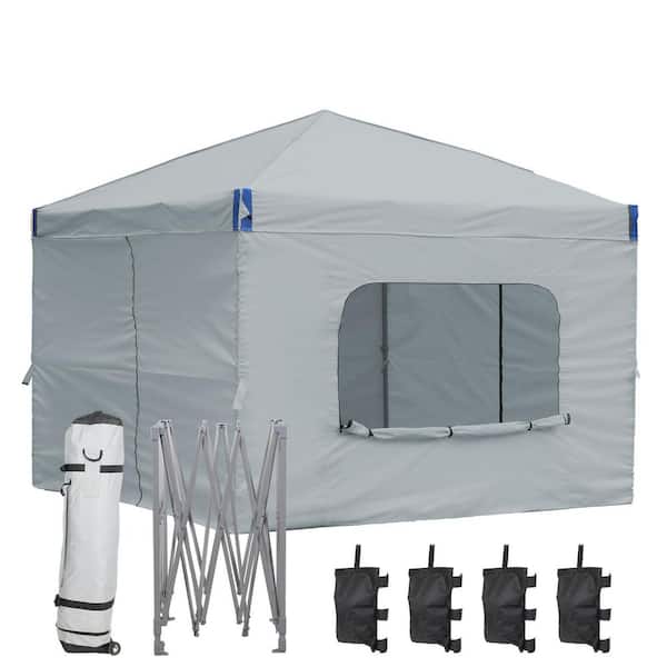 12 ft. x 12 ft. Pop Up Canopy Tent with Removable Sidewall,with Roller Bag-Gray