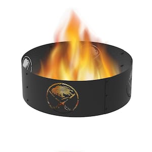 Decorative NHL 36 in. x 12 in. Round Steel Wood Fire Pit Ring - Buffalo Sabres
