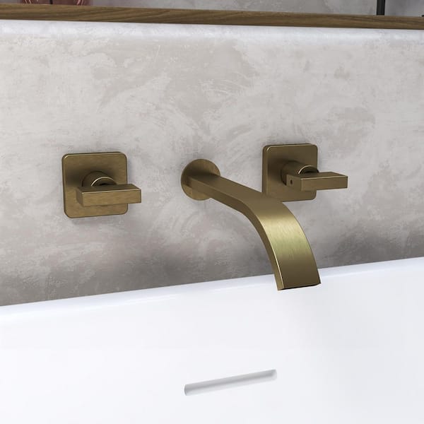 Chesapeake Double-Handle Wall Mounted Roman Tub Faucet in Brass