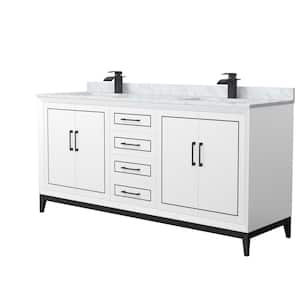 Marlena 72 in. W x 22 in. D x 35.25 in. H Double Bath Vanity in White with White Carrara Marble Top