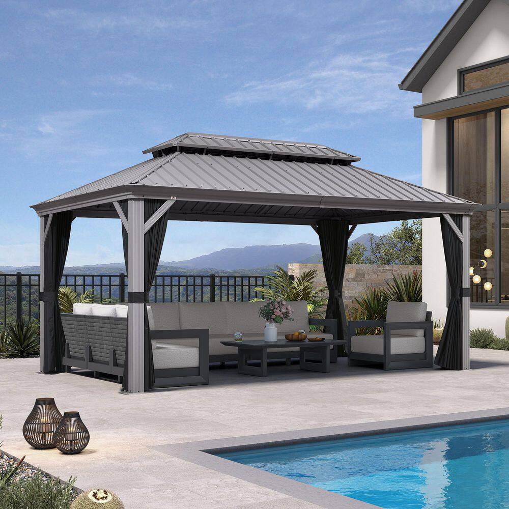 PURPLE LEAF 10 ft.x 16 ft. Luxury Aluminum Frame Hardtop Gazebo