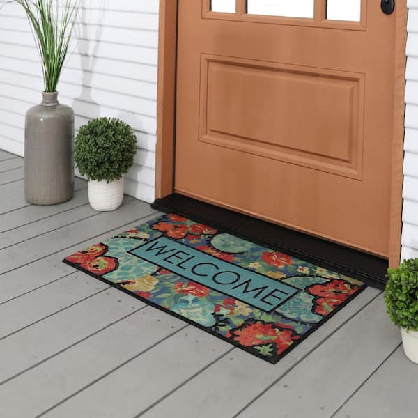 Natural Coir Floral Spring Door Mat for Front Door Entry, Outdoor