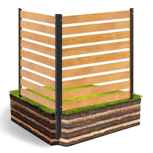 Air Conditioner Fence 2-Panel Equipment Fence 48 in. W x 48 in. H Privacy Fence w/ Metal Stakes Suitable for Lawn Chair