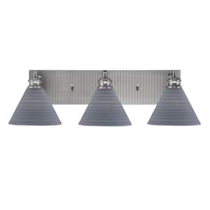 Albany 25.25 in. 3-Light Brushed Nickel Vanity Light with Gray Matrix Glass Shades