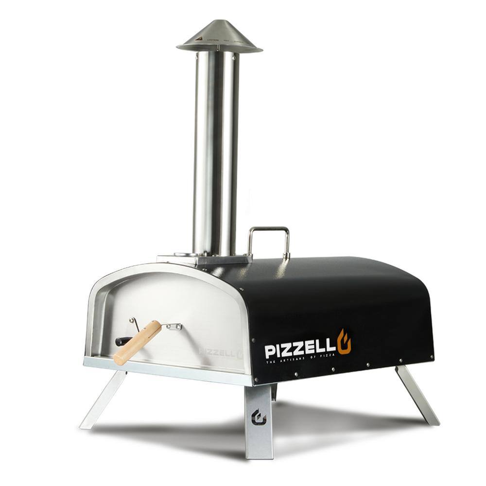 PIZZELLO Portable Pellet Pizza Oven Outdoor Pizza Ovens Wood Fired Pizza Oven Included Pizza Stone, Pizza Peel, 16 in. - Black