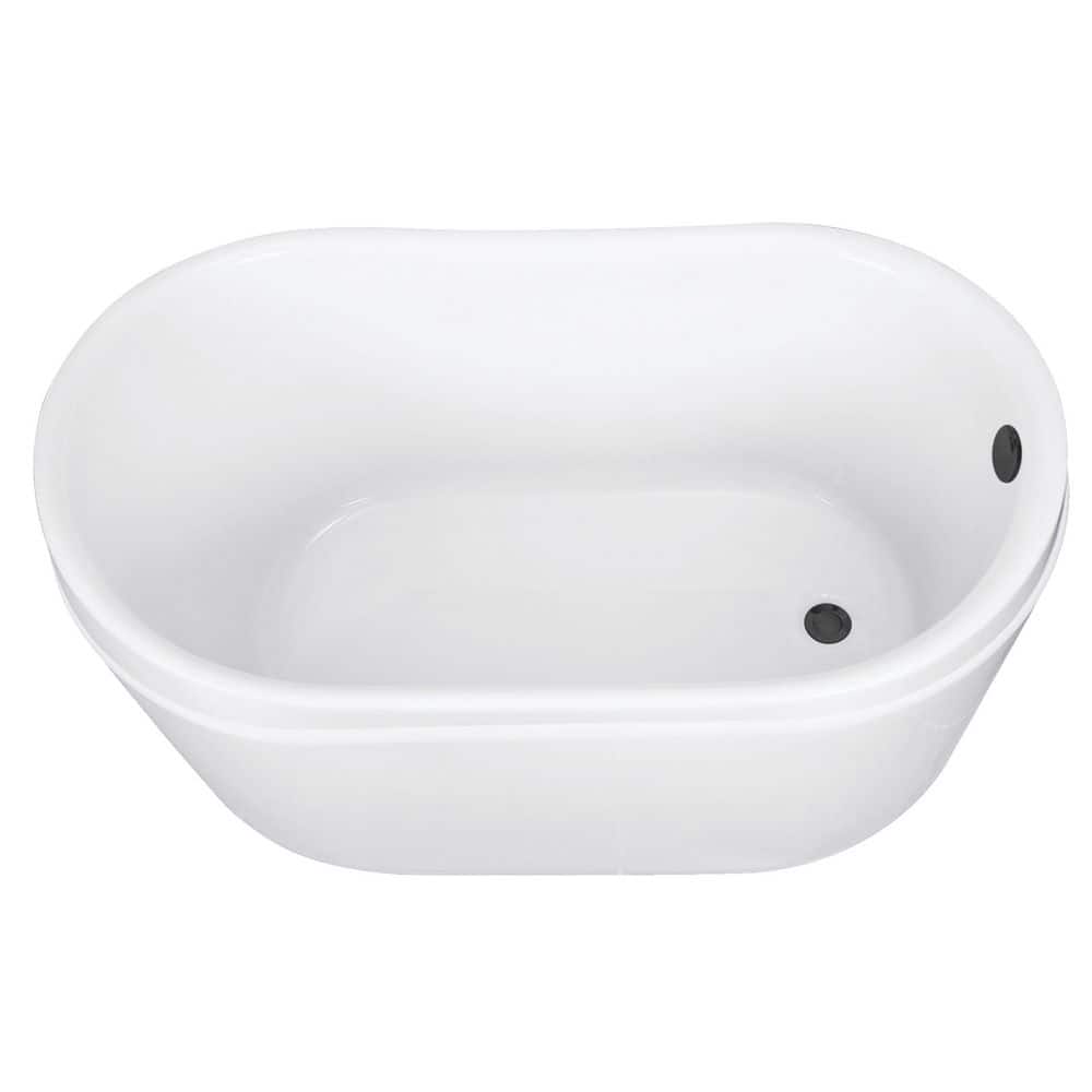 Aqua Eden 52 in. x 30 in. Acrylic Flatbottom Freestanding Soaking Bathtub in White/Matte Black with Drain price history on PriceWatchPro