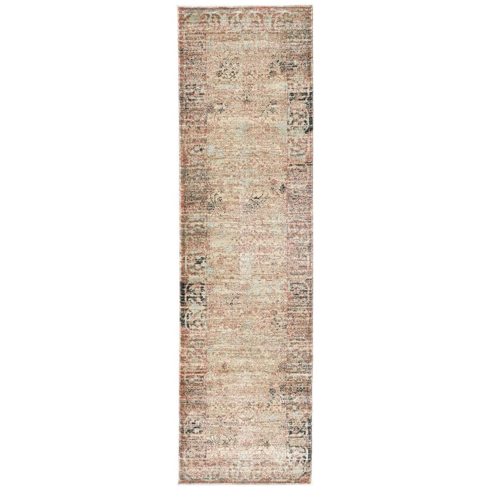 Seriate Beige 2 ft. x 8 ft. Traditional Vintage Area Rug