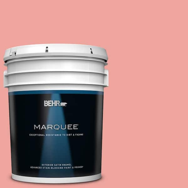 BEHR MARQUEE 5 gal. #160B-4 Modestly Peach Satin Enamel Exterior Paint & Primer