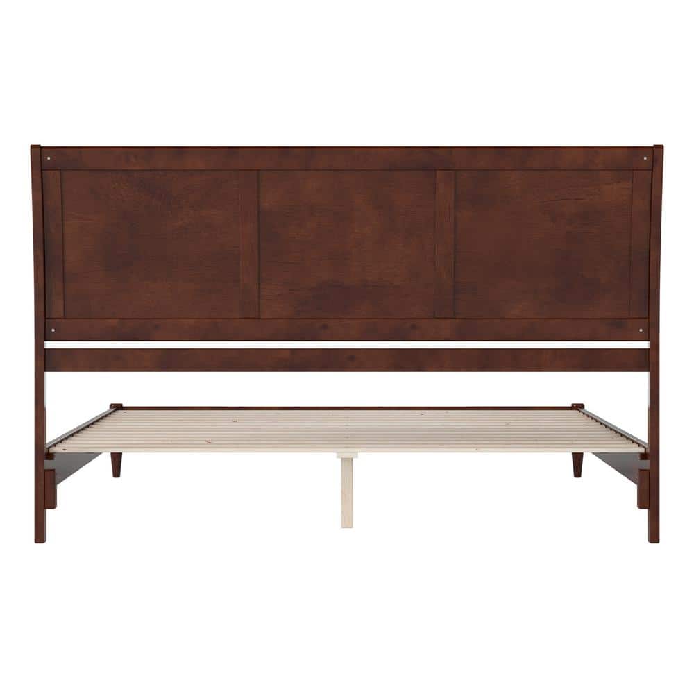 Valencia Walnut King Wood Sleigh Platform Bed with Headboard