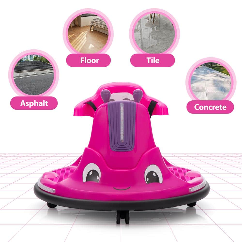 Pink 12-Volt Kids Electric Bumper Car with LED Lights