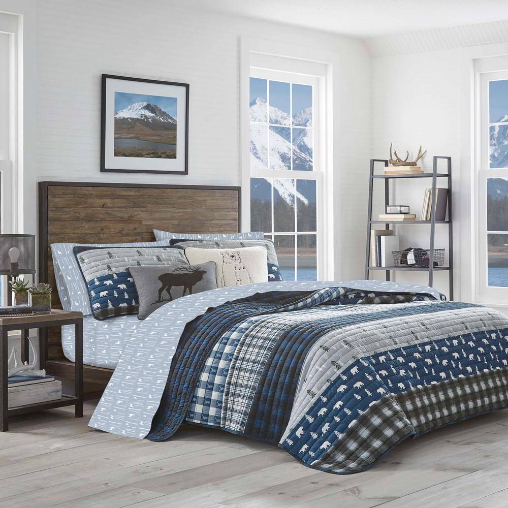 Twin Blue Cotton Flannel Birch Forest Sheet Set