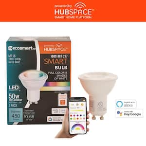 50-Watt Equivalent Smart MR16 Color Changing CEC LED Light Bulb with Voice Control (1-Bulb) Powered by Hubspace