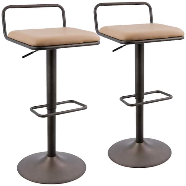 Lumisource Beta Industrial Antique and Camel Faux Leather Bar Stool (Set of 2)