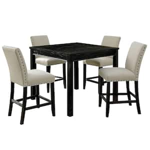 Kristie Antique Black Rustic Style Counter Height Table Set (5-Piece)