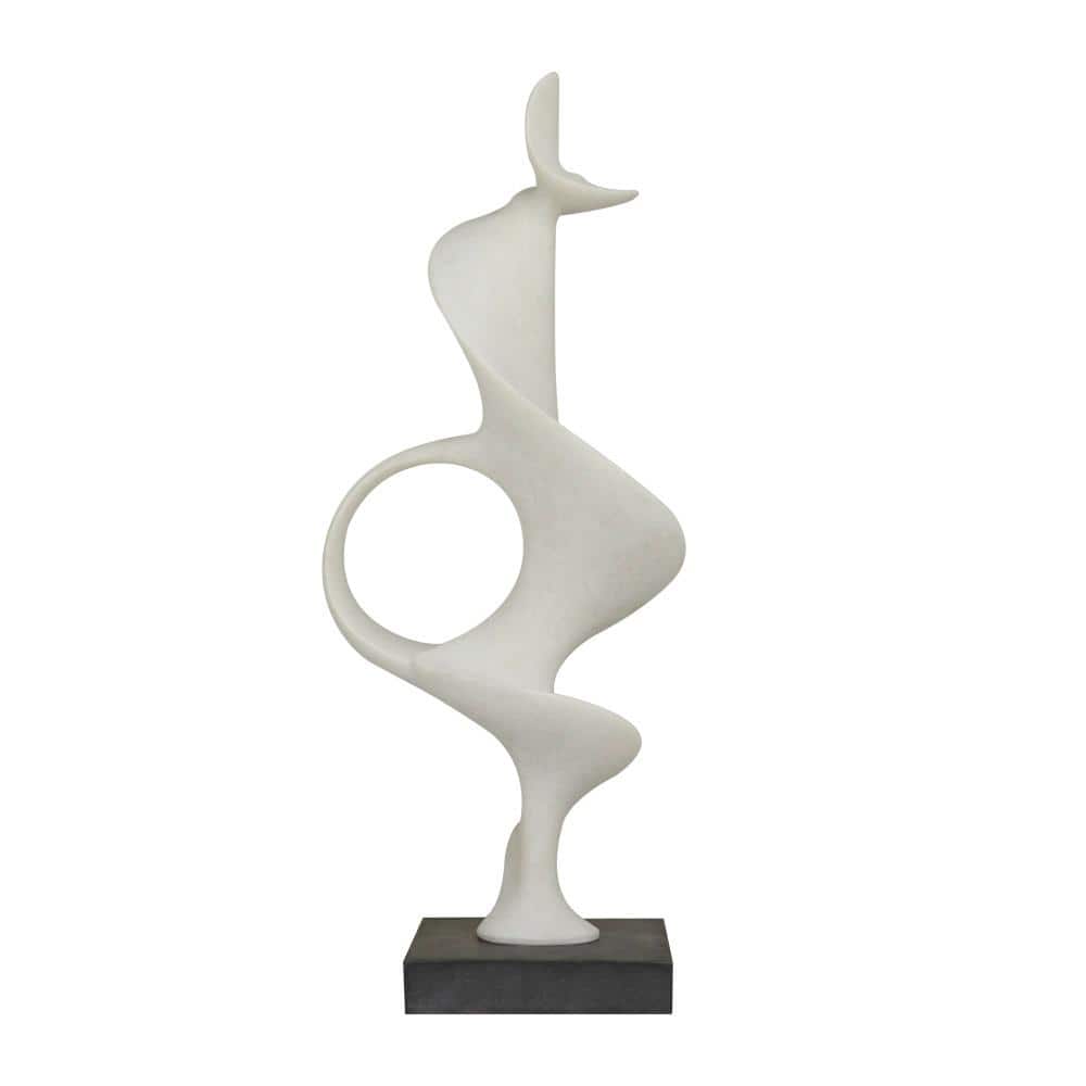 Litton Lane 9 in. x 28 in. White Polystone Abstract Sculpture with
