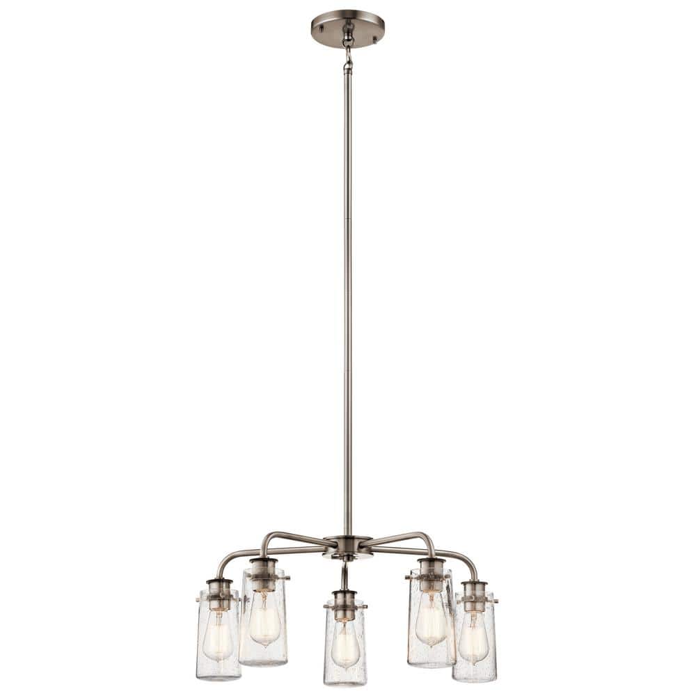 Pewter and Glass 5-Light Rustic Chandelier