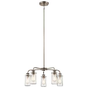 Braelyn 25 in. 5-Light Classic Pewter Vintage Industrial Shaded Chandelier for Dining Room