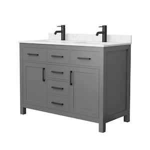 Beckett 48 in. W x 22 in. D x 35 in. H Double Sink Bathroom Vanity in Dark Gray with Carrara Cultured Marble Top