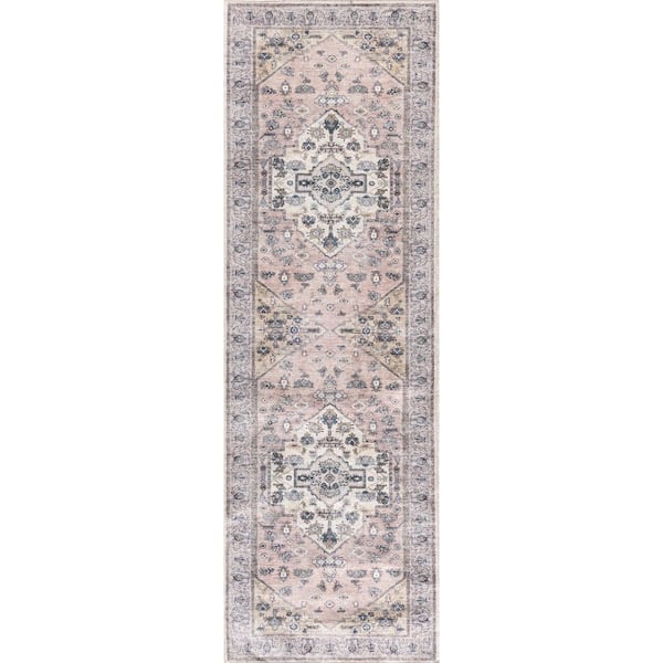 Brilliance Machine Washable Blush 2 ft. x 6 ft. Vintage Persian Runner Area Rug