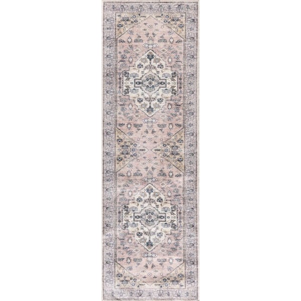 Nourison Brilliance Machine Washable Blush 2 ft. x 6 ft. Vintage Persian Runner Area Rug