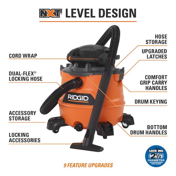 Hose Details about   16 Gal Filter 6.5-Peak HP NXT Wet/Dry Shop Vacuum with Detachable Blower 