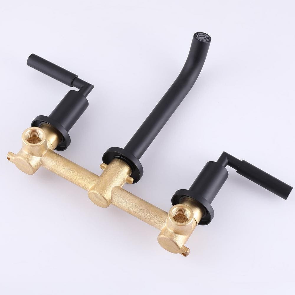 Matte Black Wall-Mounted Solid Brass Bathroom Faucet