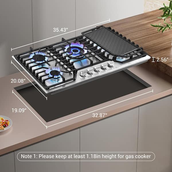 Sunmaki 36 in. 5-Burners Recessed Gas Cooktop in Stainless Sunmaki 36 in. 5-Burners Recessed Gas Cooktop in Stainless