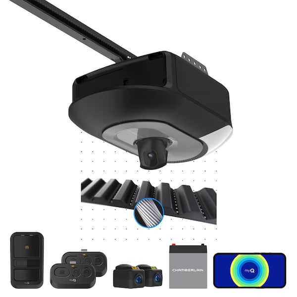 Premier Series 1 HP Belt Drive Garage Door Opener with Battery Backup, Adjustable Camera, and myQ Smartphone Control
