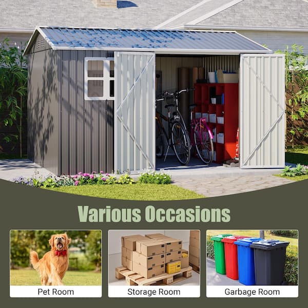 Hohuqeri 10 ft. x 8 ft. Outdoor Storage Shed, Garden Tool Storage