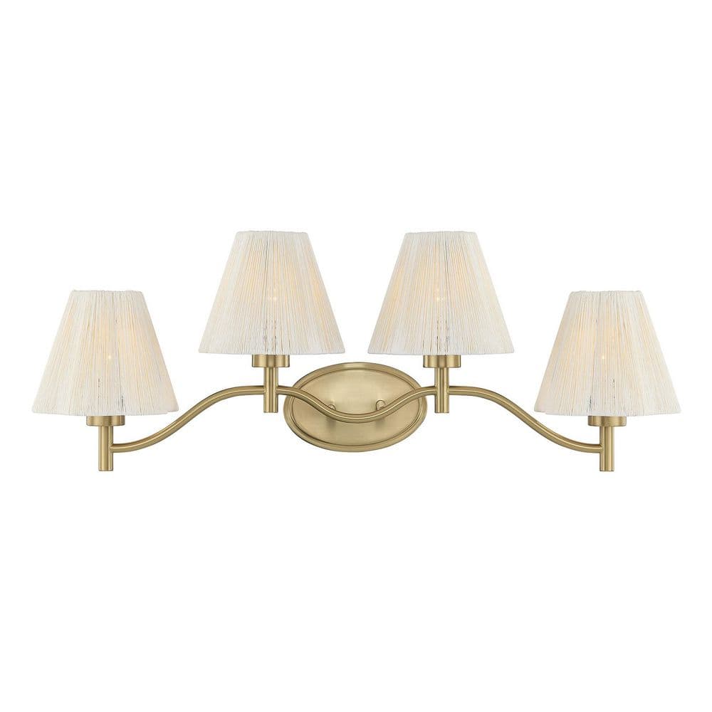 Rosa by Breegan Jane 33.5 in. W x 12.5 in. H 4-Light Noble Brass Transitional Bathroom Vanity Light price history on PriceWatchPro
