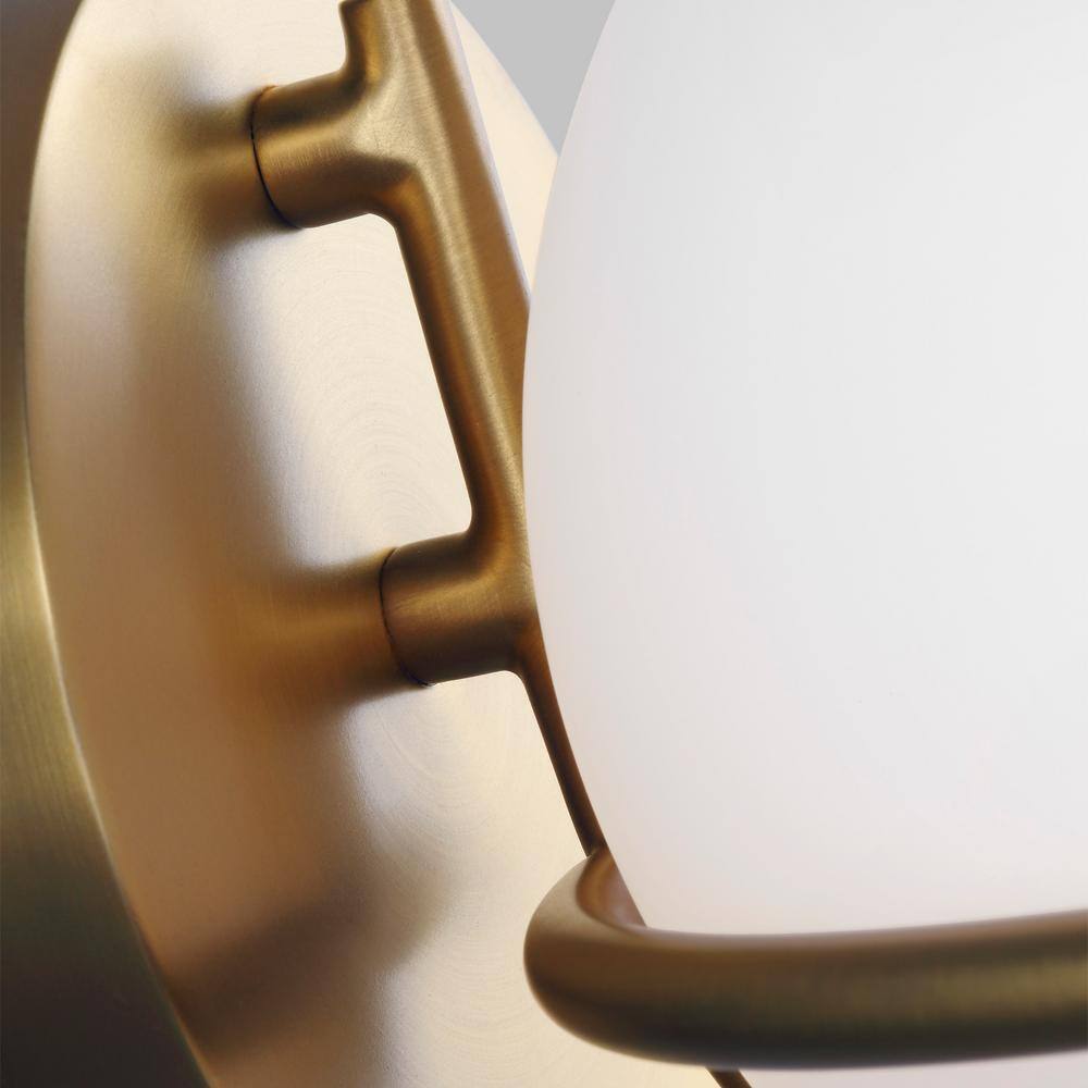Burnished Brass Dimmable Sconce with White Opal Glass Shade