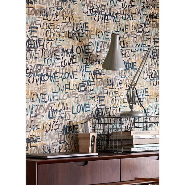 OhPopsi Multi-Colored Indio Neutral Love Scribble Wallpaper CEP50121W - The  Home Depot