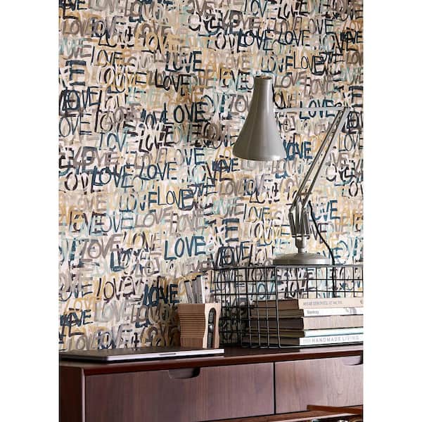 Multi-Colored Indio Neutral Love Scribble Wallpaper