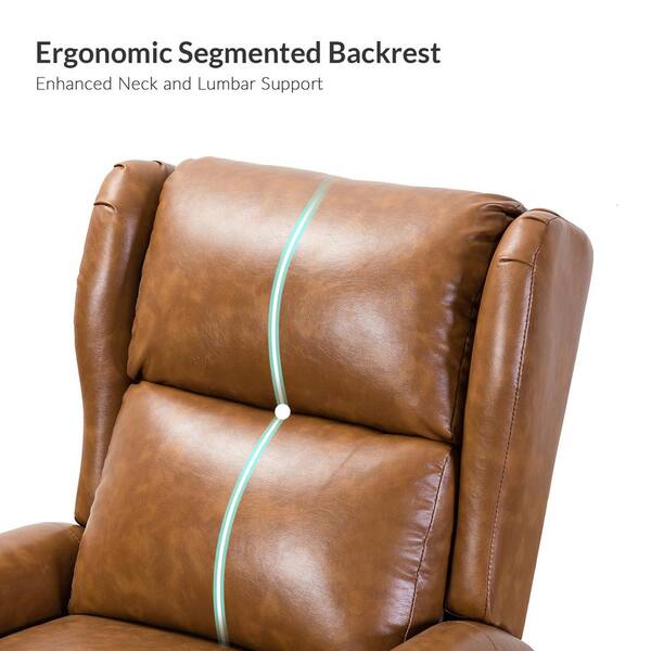 JAYDEN CREATION Chiang Camel Faux Leather Swivel Recliner with