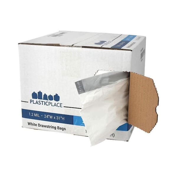 Plasticplace 8 Gallon Drawstring Trash Bags, White (100 Count) : Target