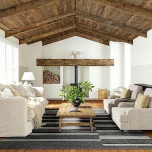 Lauren Liess Birchwood Reversible Striped Wool Dark Gray Doormat 3 ft. x 5 ft. Indoor/Outdoor Patio Rug