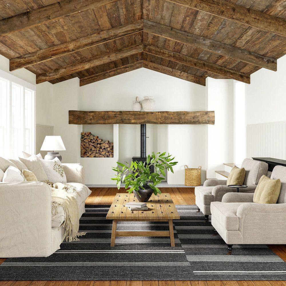 Dark Grey Handmade Wool Reversible Striped 9' x 12' Area Rug