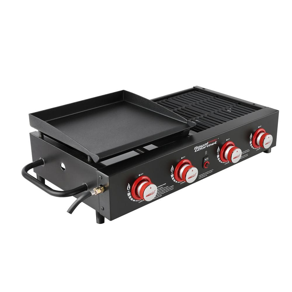 Royal Gourmet 4-Burner Black Portable Gas Grill and Griddle Combo