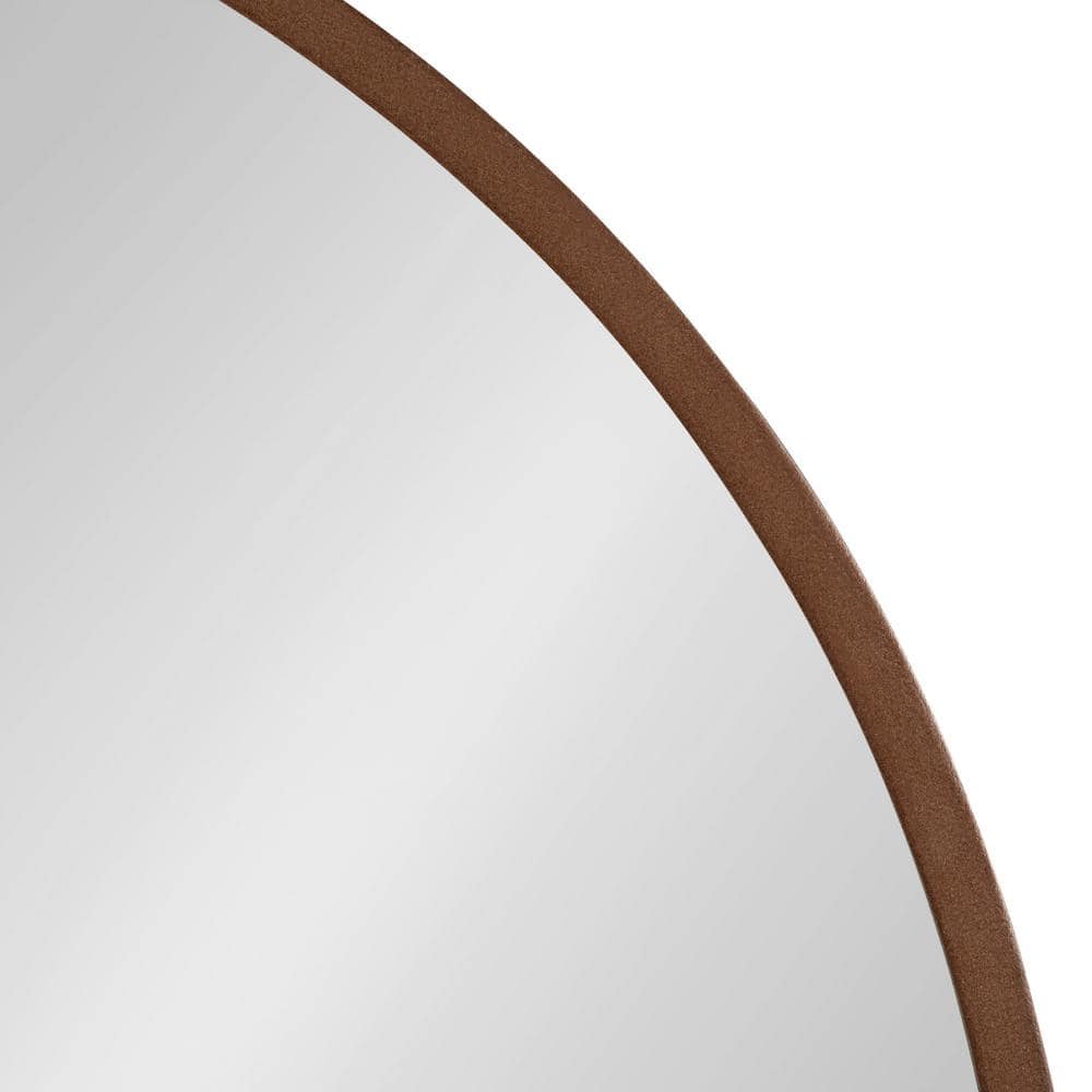 Travis 28" Round Bronze Wood Frame Modern Accent Wall Mirror