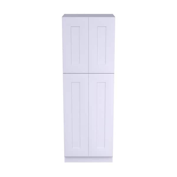 30 in. W x 24 in. D x 96 in. H Plywood Ready to Assemble Floor Base Kitchen Cabinet in White with Doors and Shelves