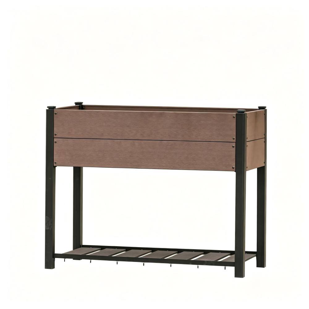 Elevated Raised Garden Bed with Storage Shelf HDPE Planter Box on Legs, Durable Black Aluminum Posts Vegetables, Flowers price history on PriceWatchPro