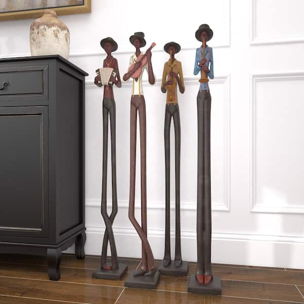 Litton Lane Brown Polystone Tall Long Legged Jazz Band Musician