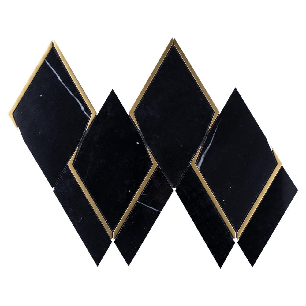 Natural Blanco Black Gold 14.1 in. x 8.9 in. Geometric Polished Marble Mosaic Tile Sample price history on PriceWatchPro