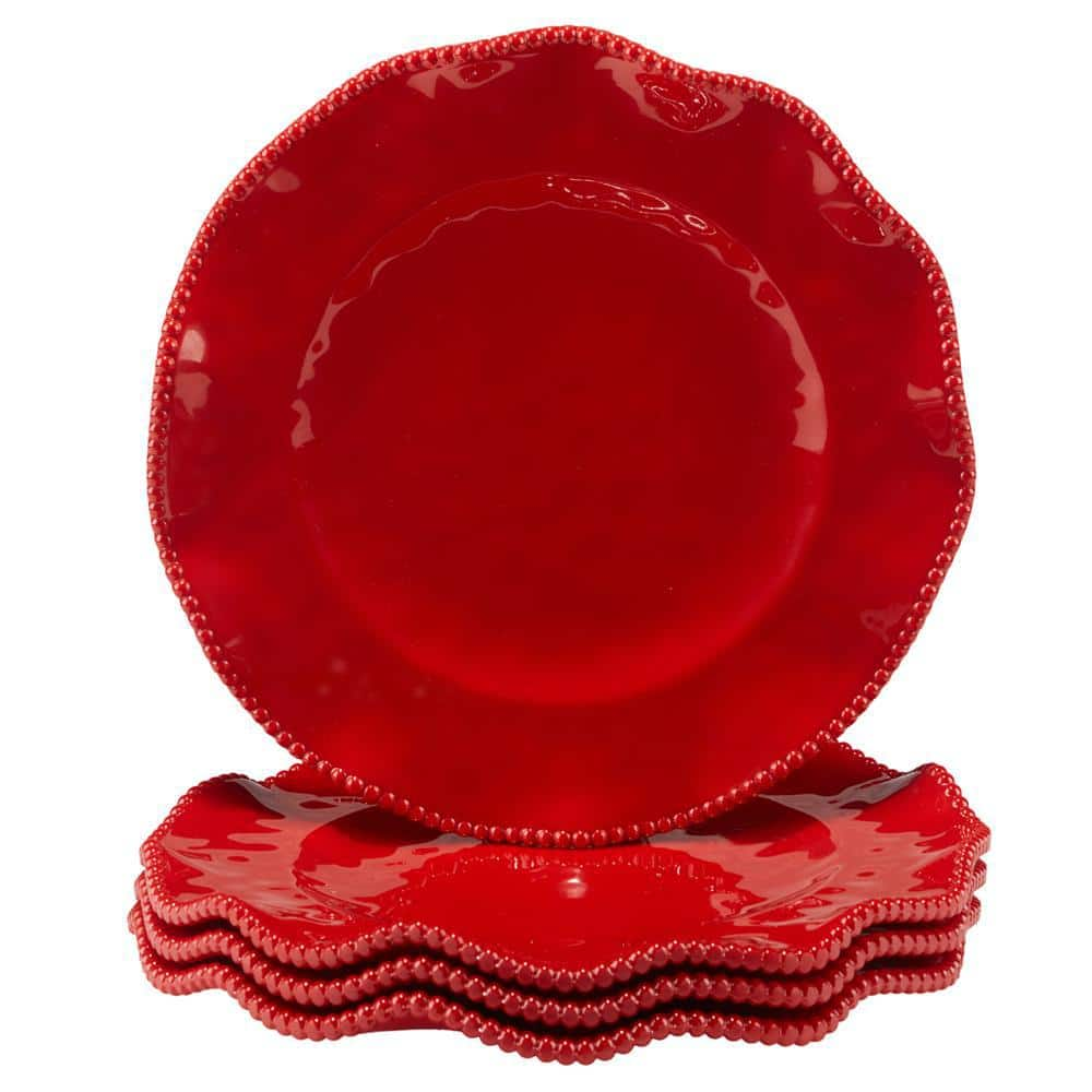 Certified International Perlette Red Dinner Plate (Set of 4)