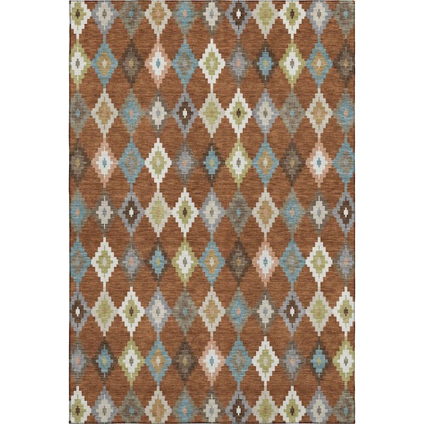 Mayfield Premium Machine Washable Abstract AMF2513 Paprika 10 ft. x 14 ft. Area Rug