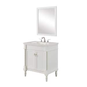 Timeless Home 30 in. W Single Bathroom Vanity in Antique White with Vanity Top in White with White Basin