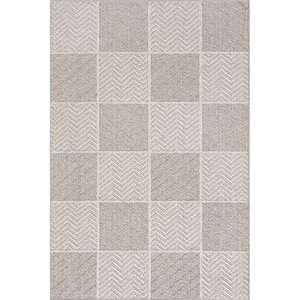 Tieve Modern Checkered Gray 5 ft. 3 in. x 7 ft. 6 in. Area Rug