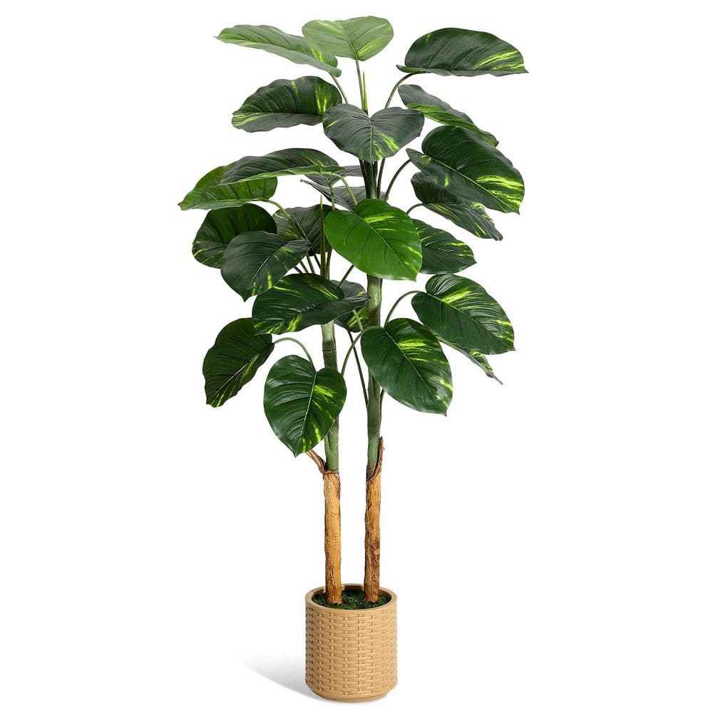 Faux Plants Indoor 5FT Artificial Scindapsus Aureus Tree in Brown