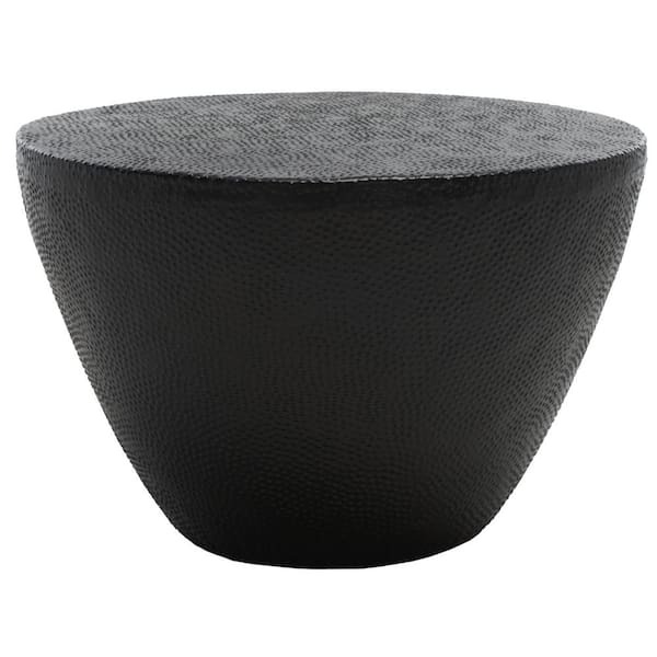SAFAVIEH Myrtis 23.5 in. Matte Black Round Metal Coffee Table
