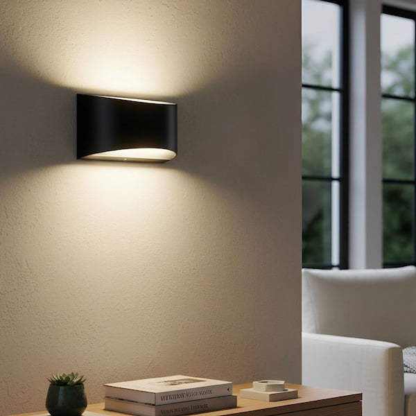 8 in. 1-Light Black Modern Lantern LED Wall Sconce, Vanity Light 5CCT Adjustable White for Living Room Bedroom